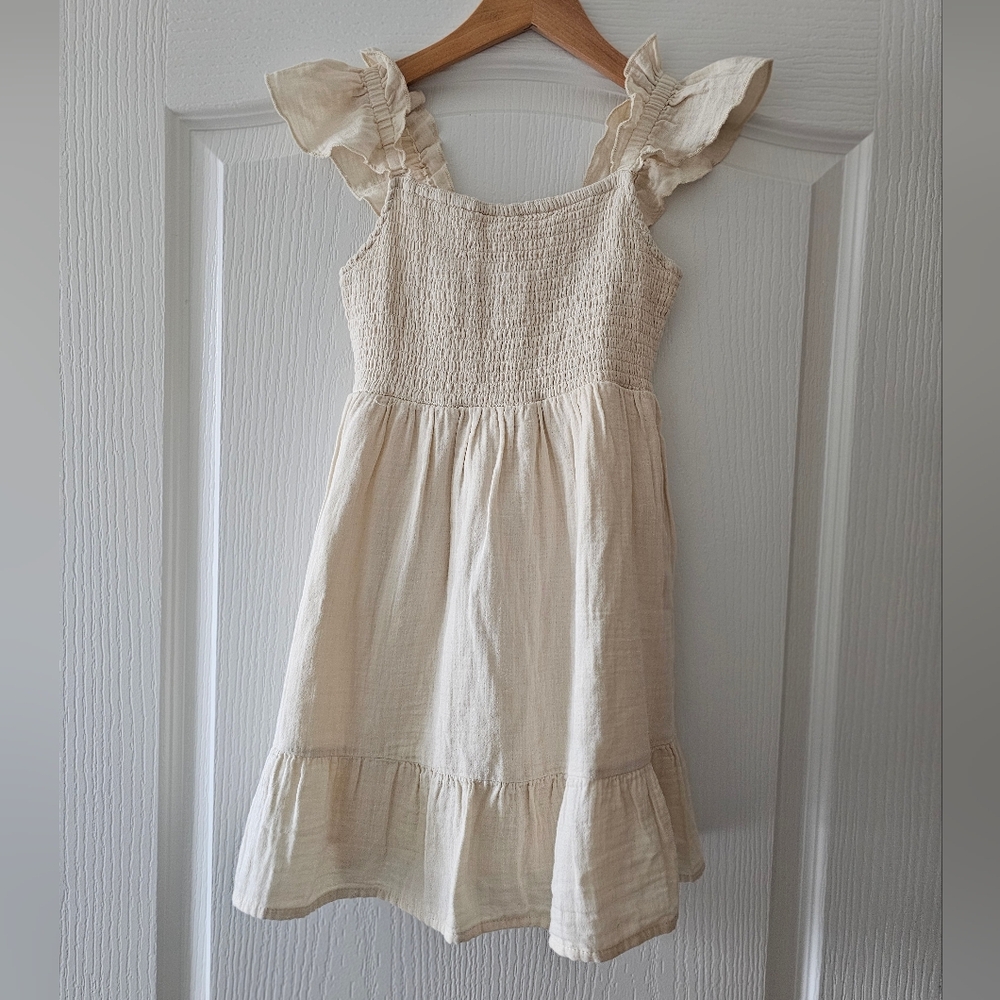 Cat & Jack Cream Ruffle Sleeve Dress